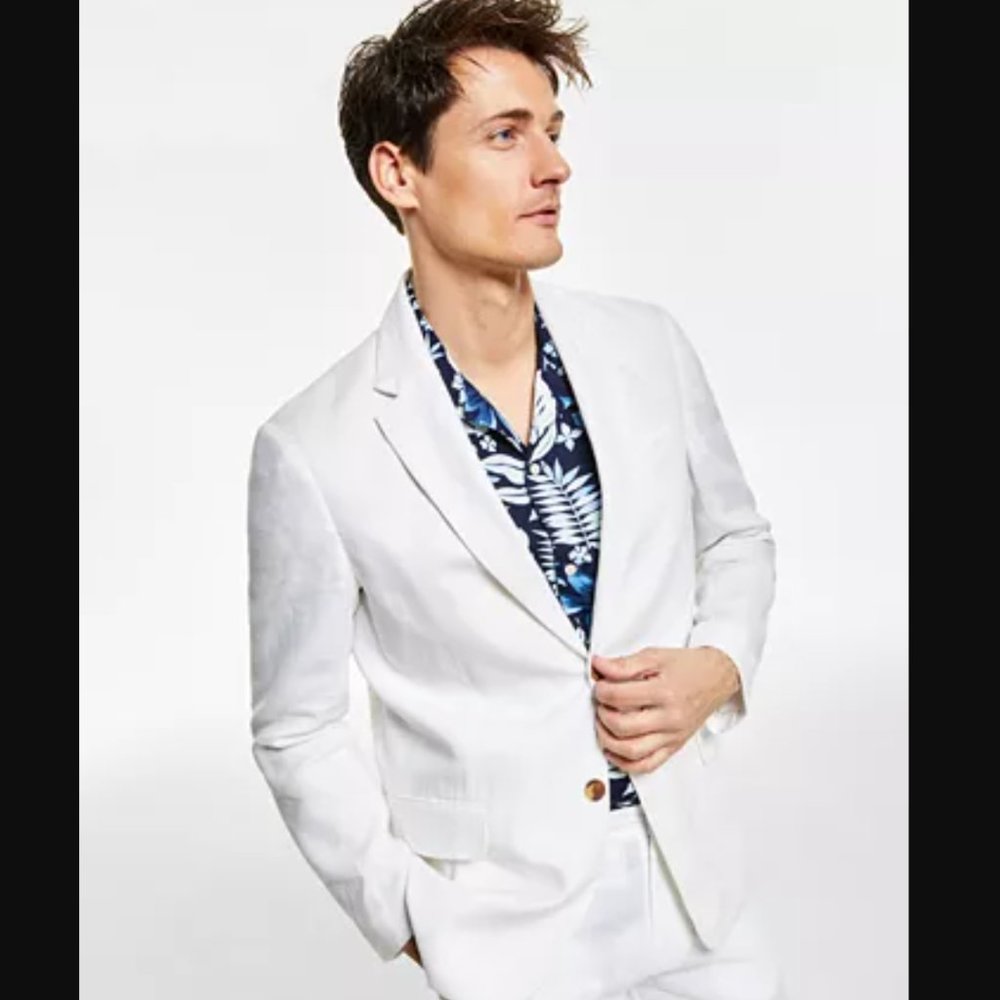 NWT Men's White Lux Linen Blazer, size Medium